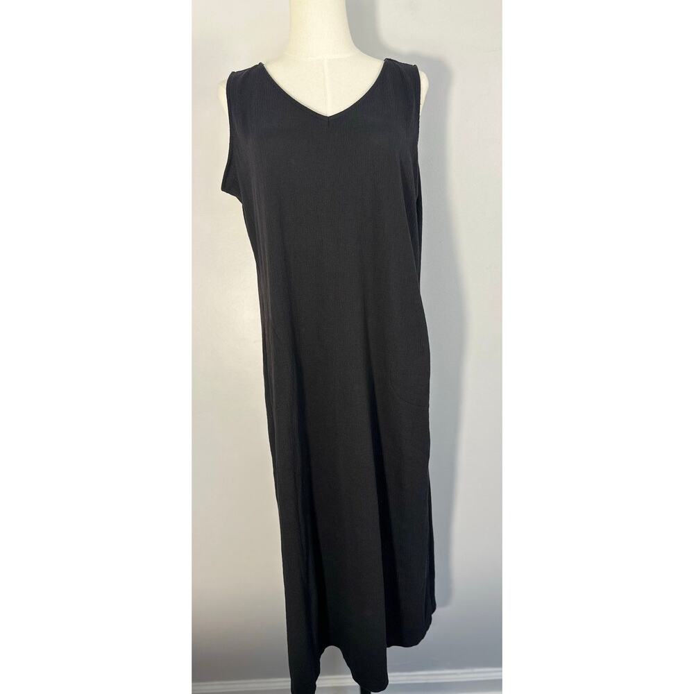 Kim Gravel Black Tank Maxi Dress Side Slits Classic Lagenlook Quiet Luxury MP